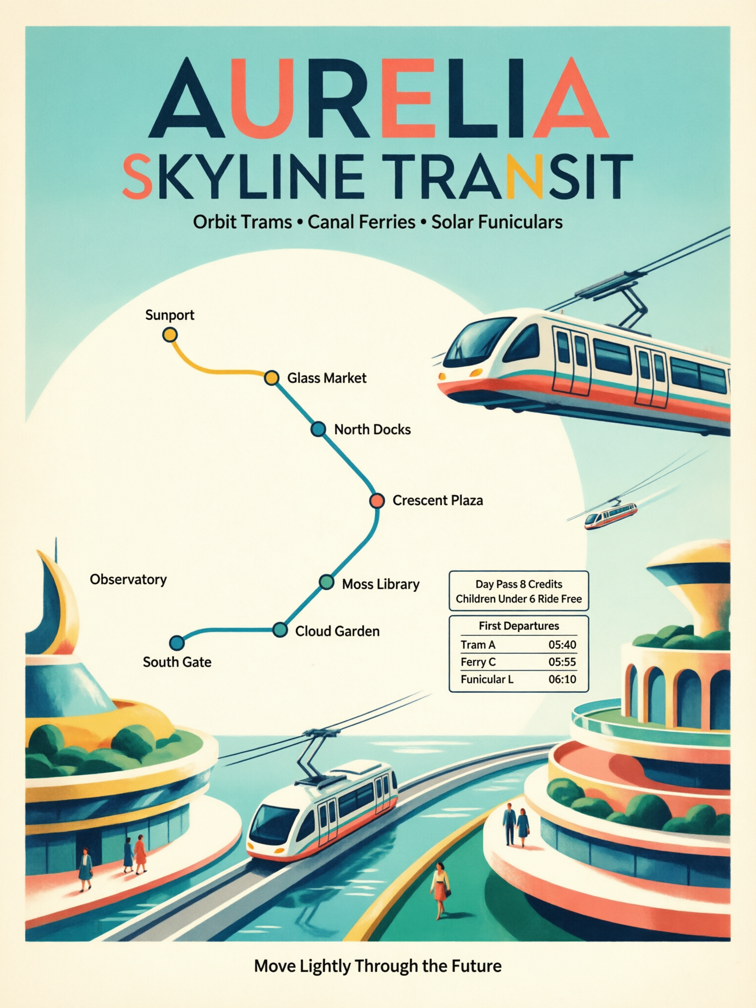 Retro-Futurist Transit Infographic Poster