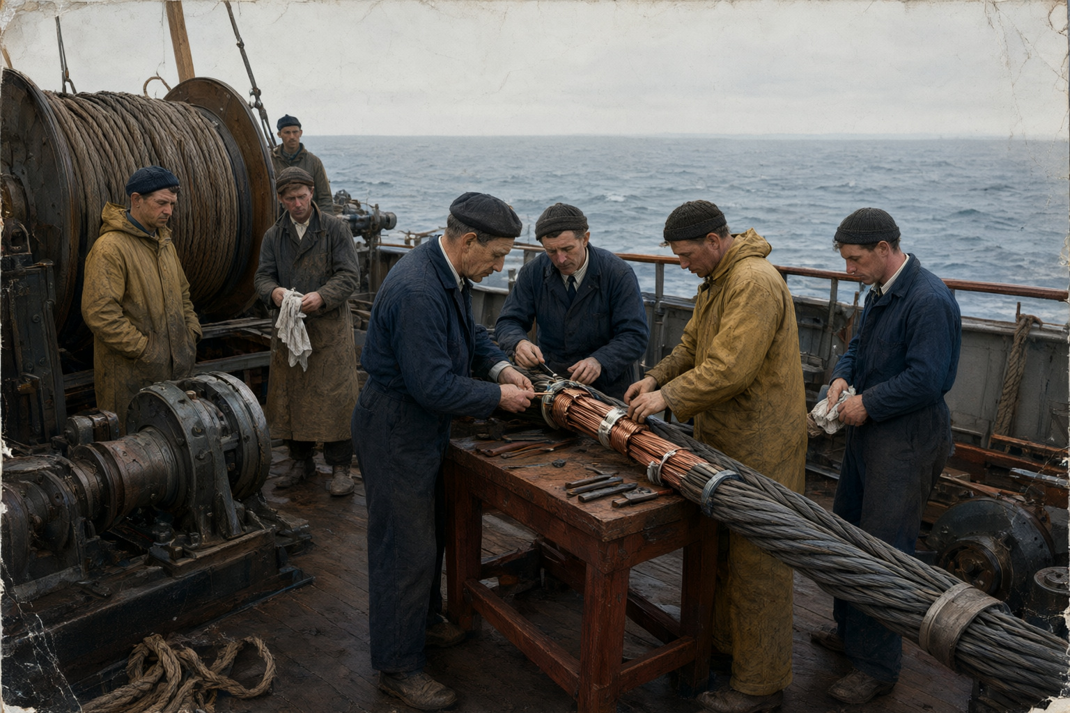 Colorized Cable Ship Archive Photograph