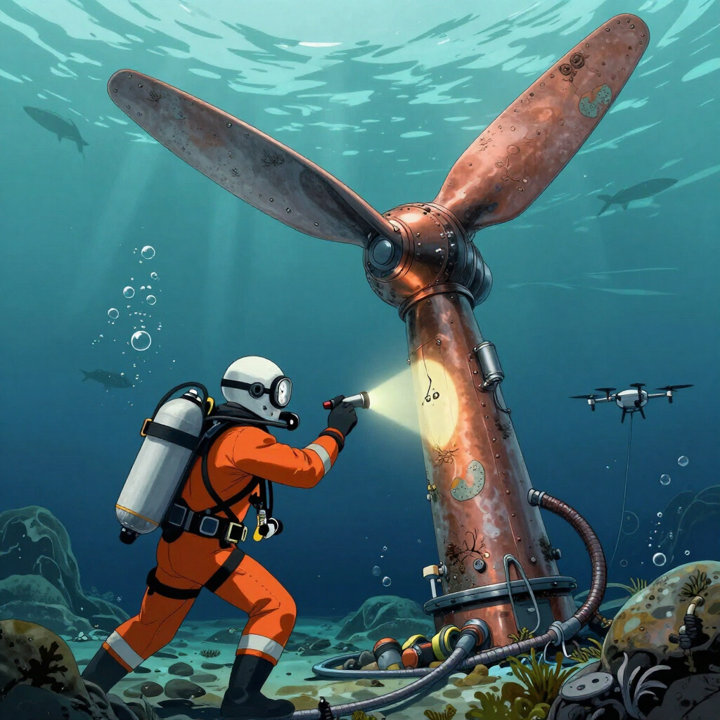 Tidal Turbine Editorial Illustration