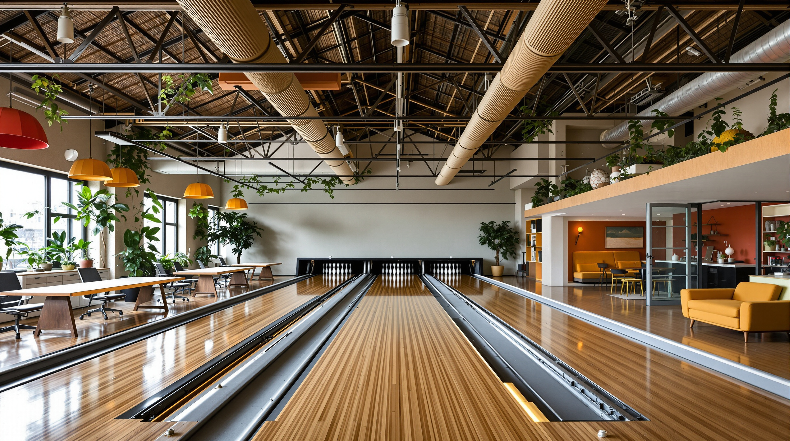 Converted Bowling Alley Office Interior