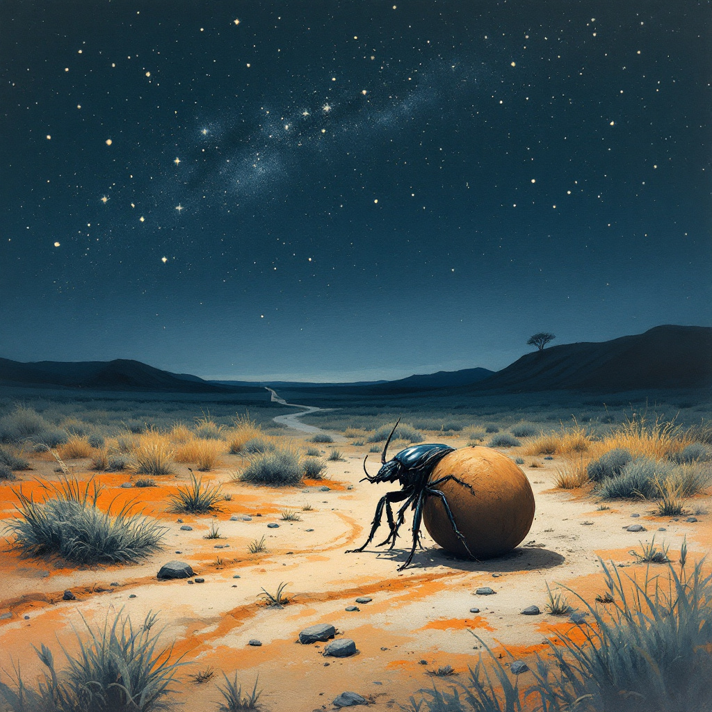 Dung Beetle Navigation Illustration