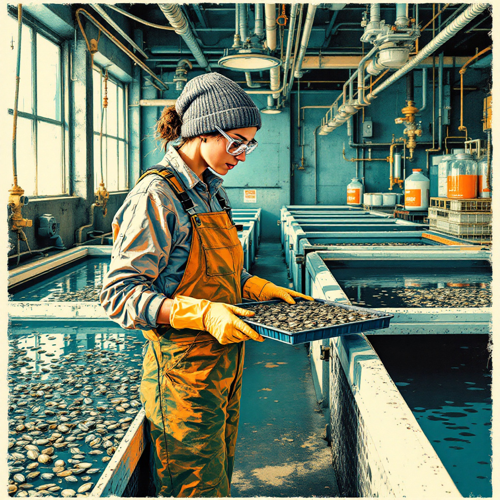 Oyster Hatchery Risograph Editorial