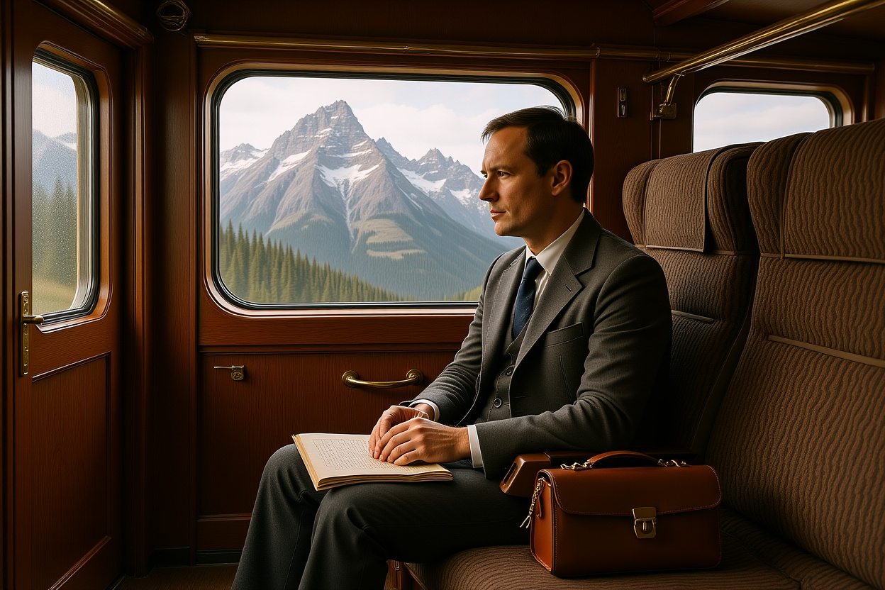 Coppery Alpine Train Compartment