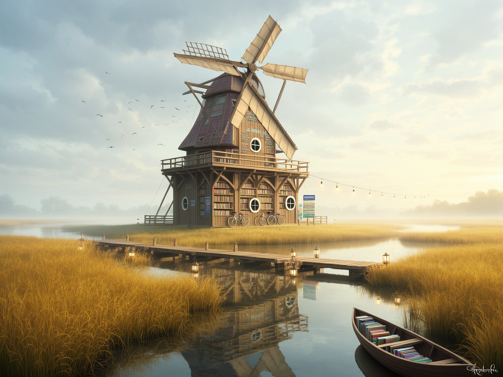 Windmill Library Among Reedbeds