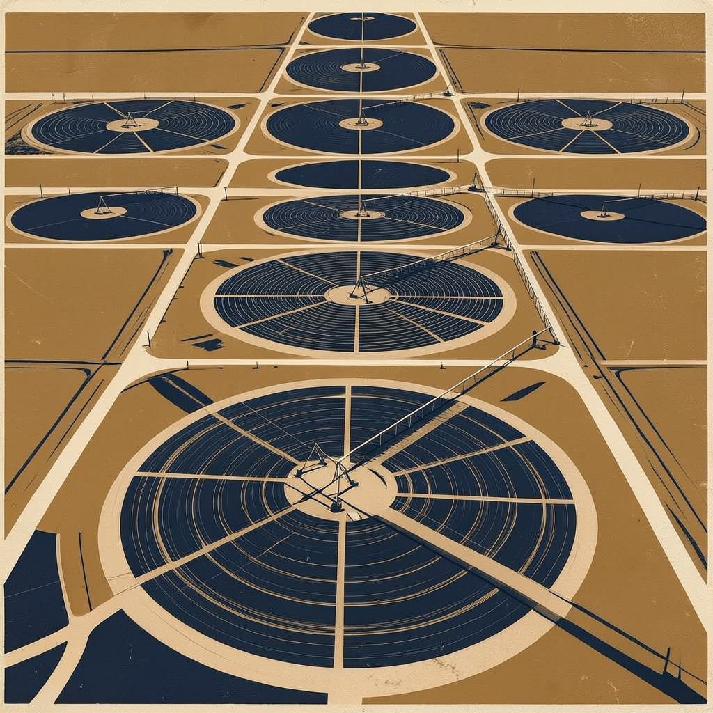 Center-Pivot Linocut Wall Print
