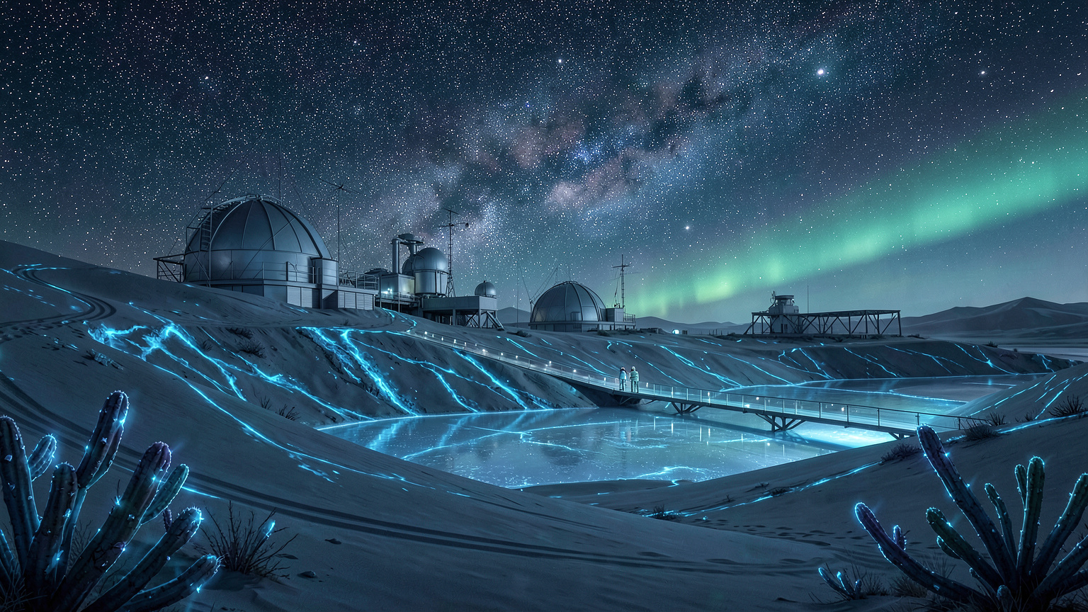 Bioluminescent Desert Observatory Nightscape