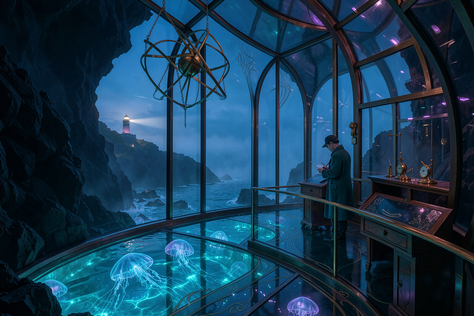 Bioluminescent Tidepool Observatory Interior