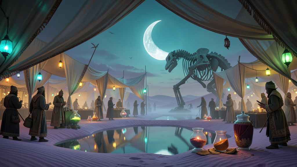 Bioluminescent Desert Bazaar Twilight
