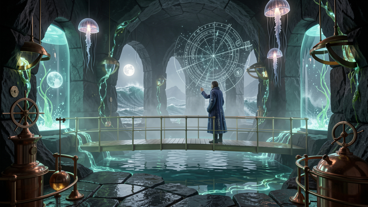 Bioluminescent Tidal Observatory Interior