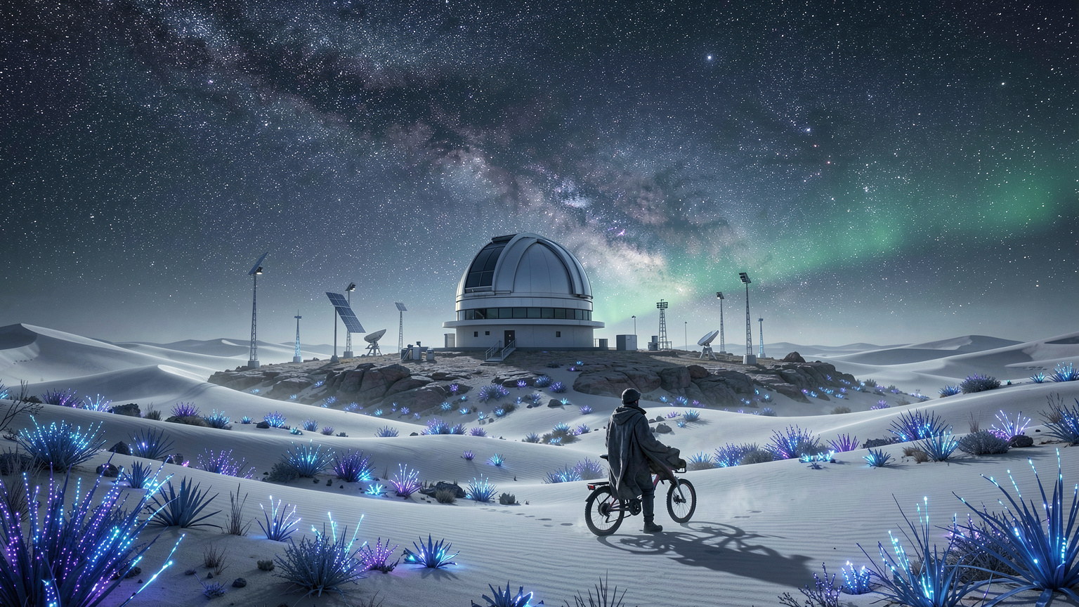 Bioluminescent Desert Observatory Nightscape