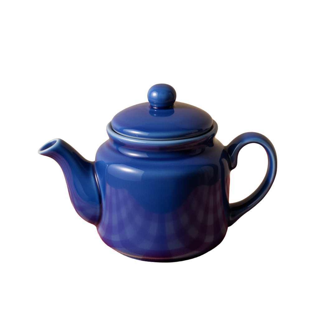 Ceramic Teapot on Checkered Cloth