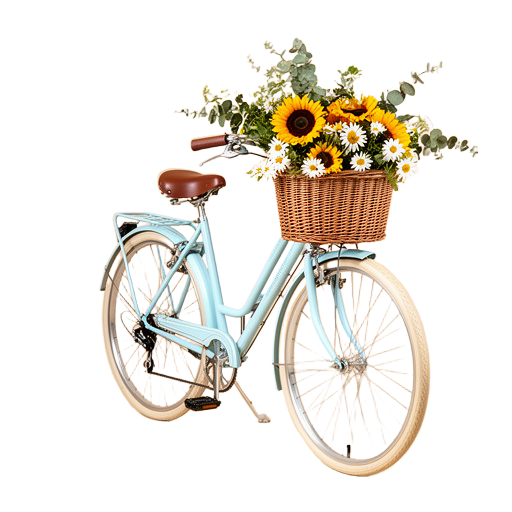 Wildflower Bicycle Basket Cutout