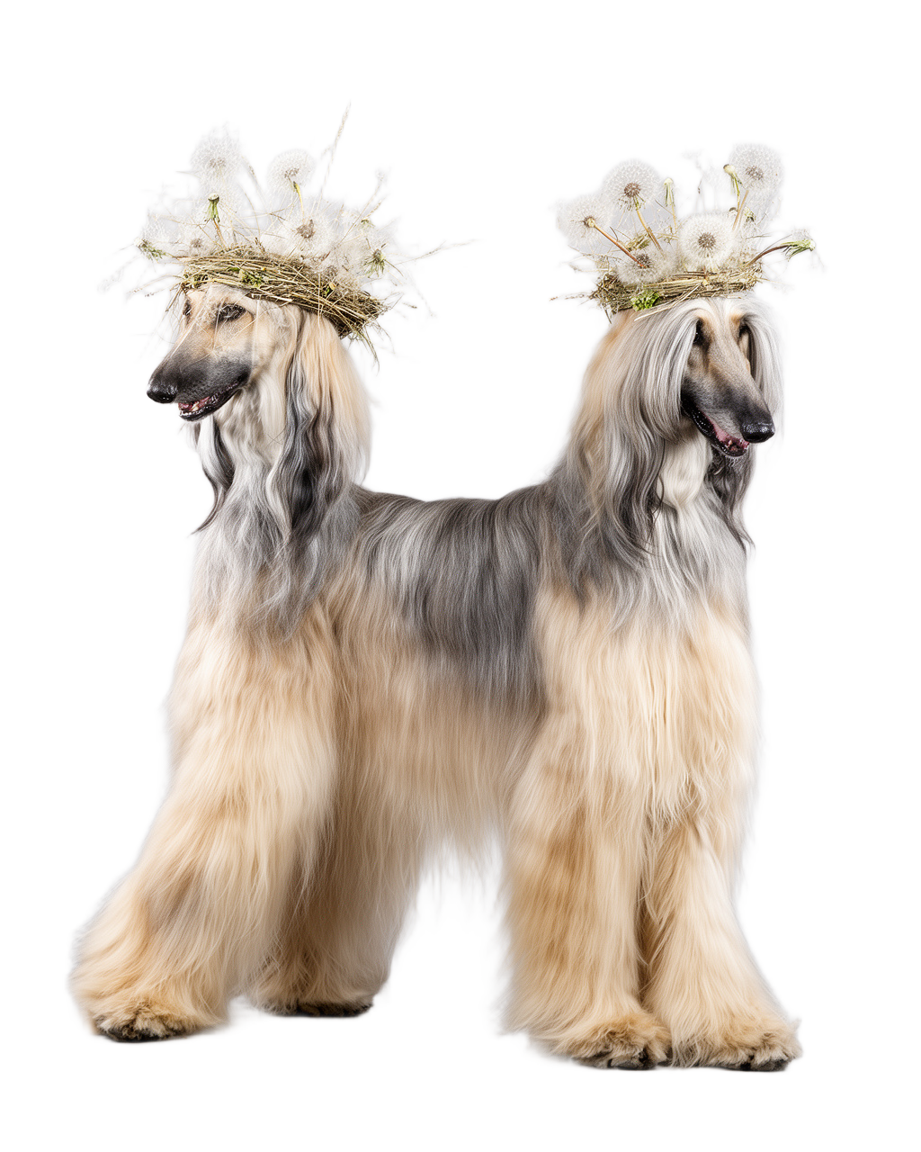 Dandelion-Crowned Afghan Hound