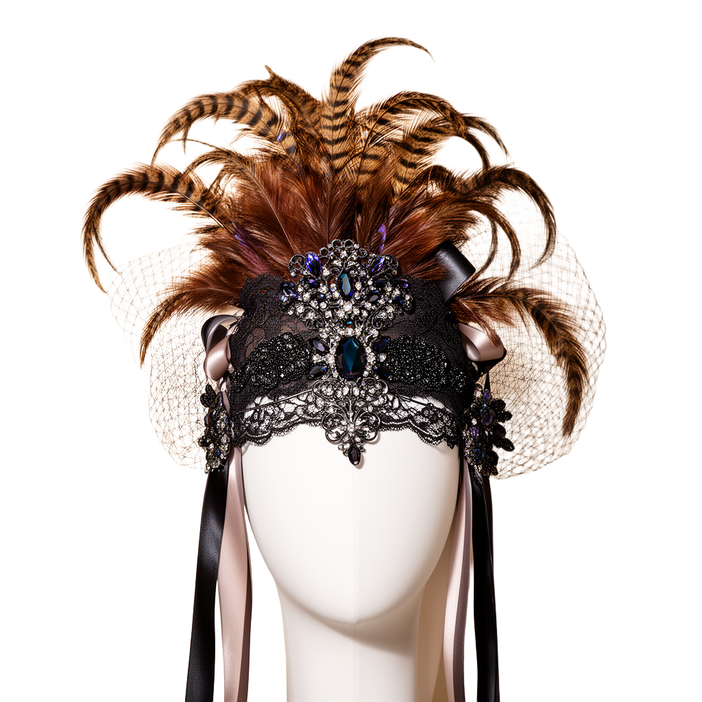 Ornate Masquerade Feathered Headpiece