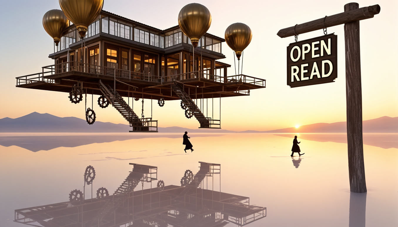 Floating Library Over Saltflats