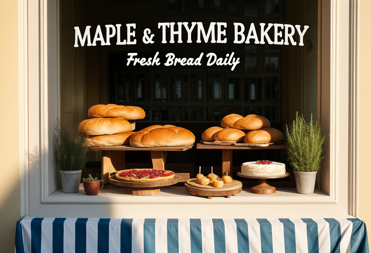 Handwritten Bakery Window Display