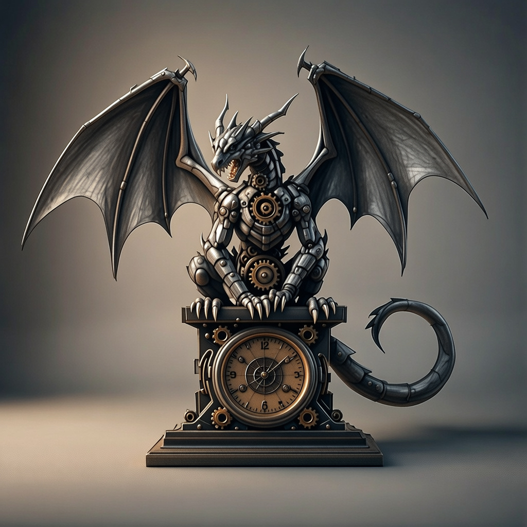 Charcoal Blueprint Dragon Sketch