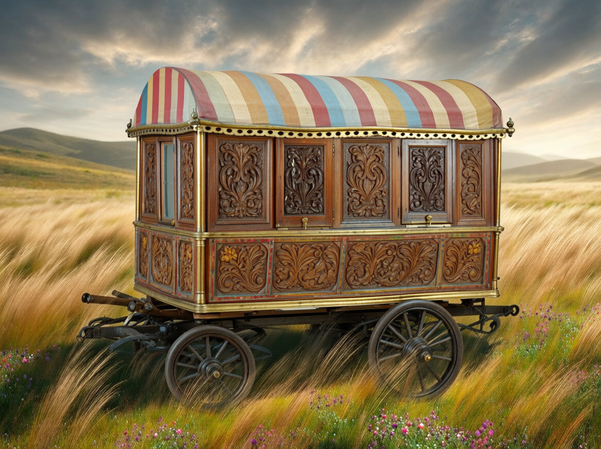 Circus Caravan Collage Scene