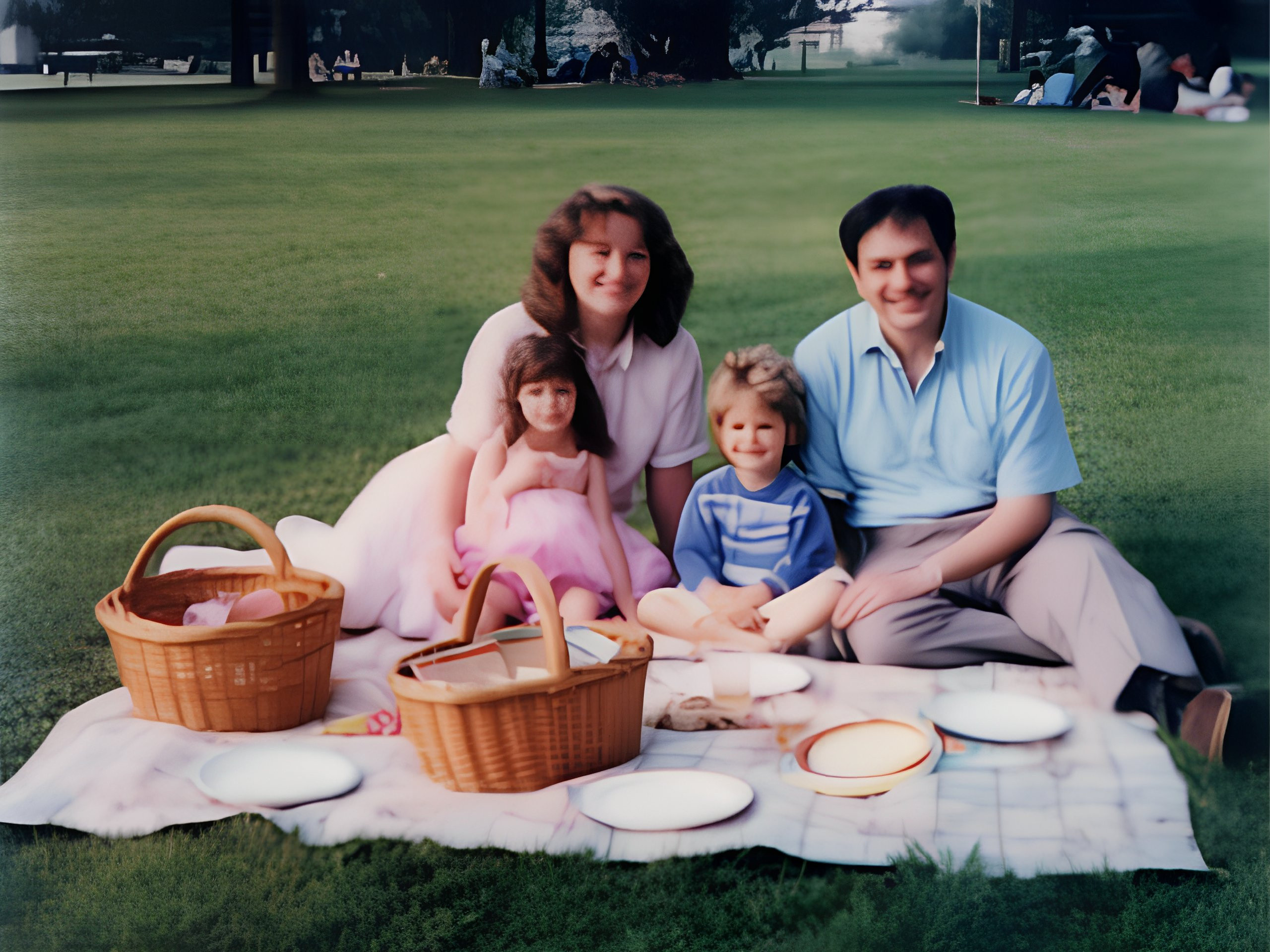 Weathered Family Picnic Snapshot