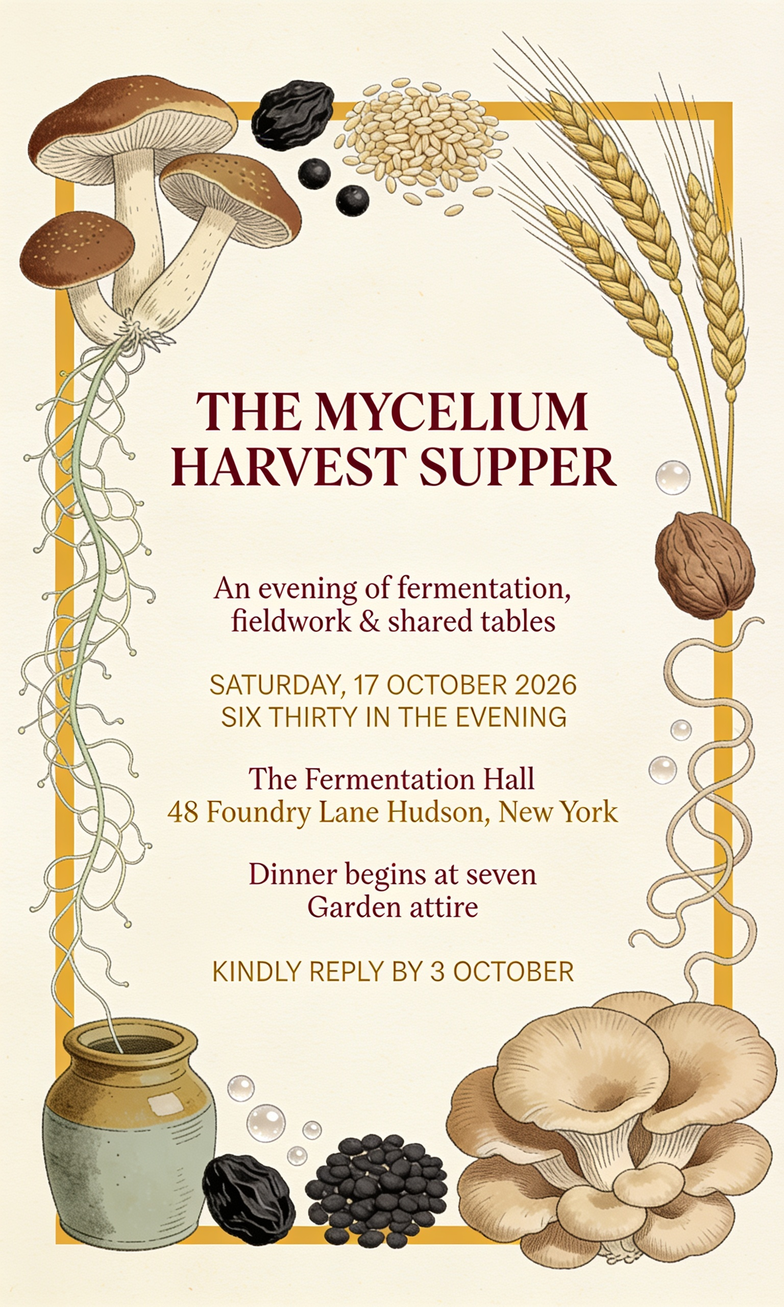 Mycelium Harvest Supper Invitation