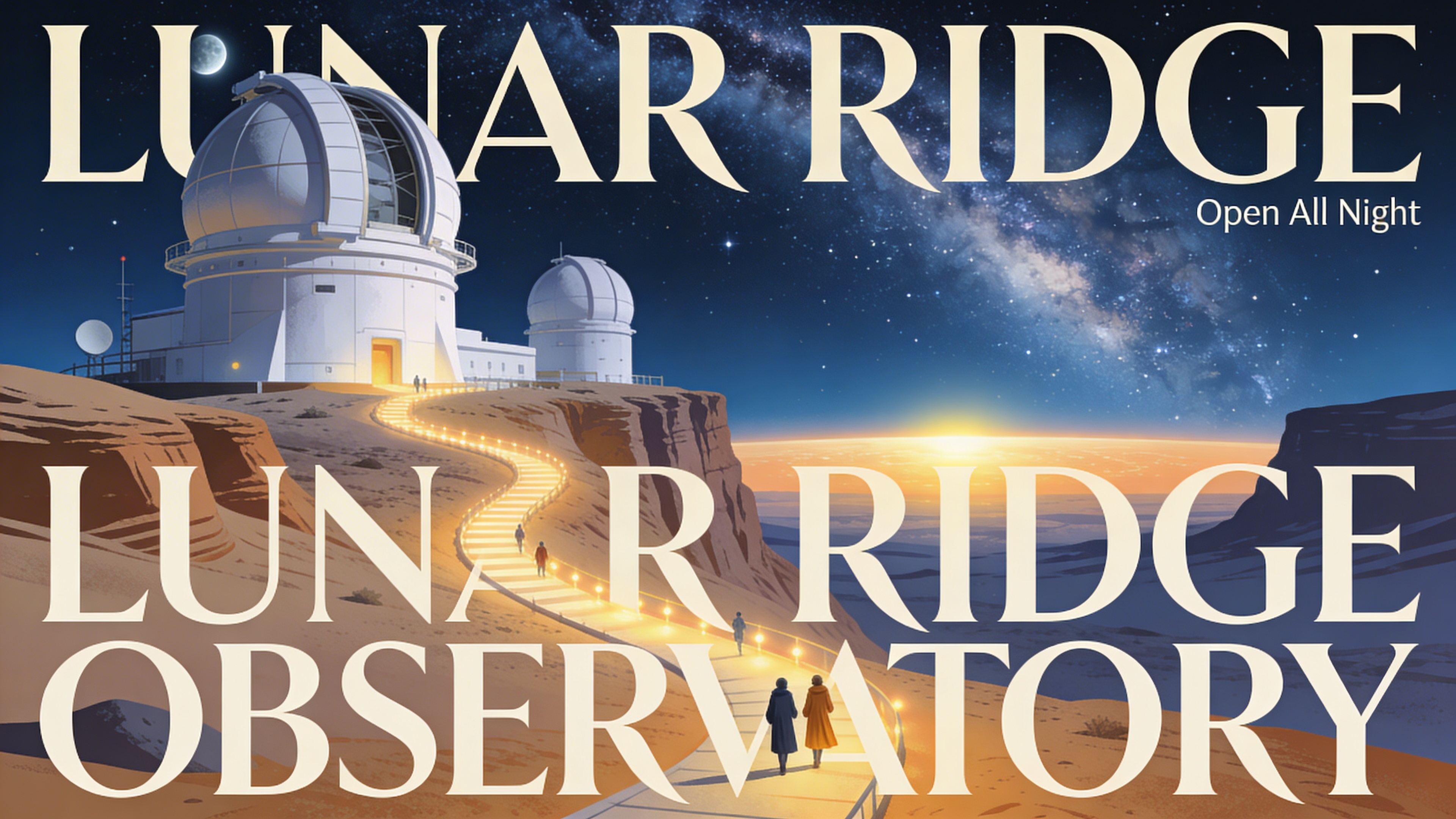 Moonlit Desert Observatory Poster