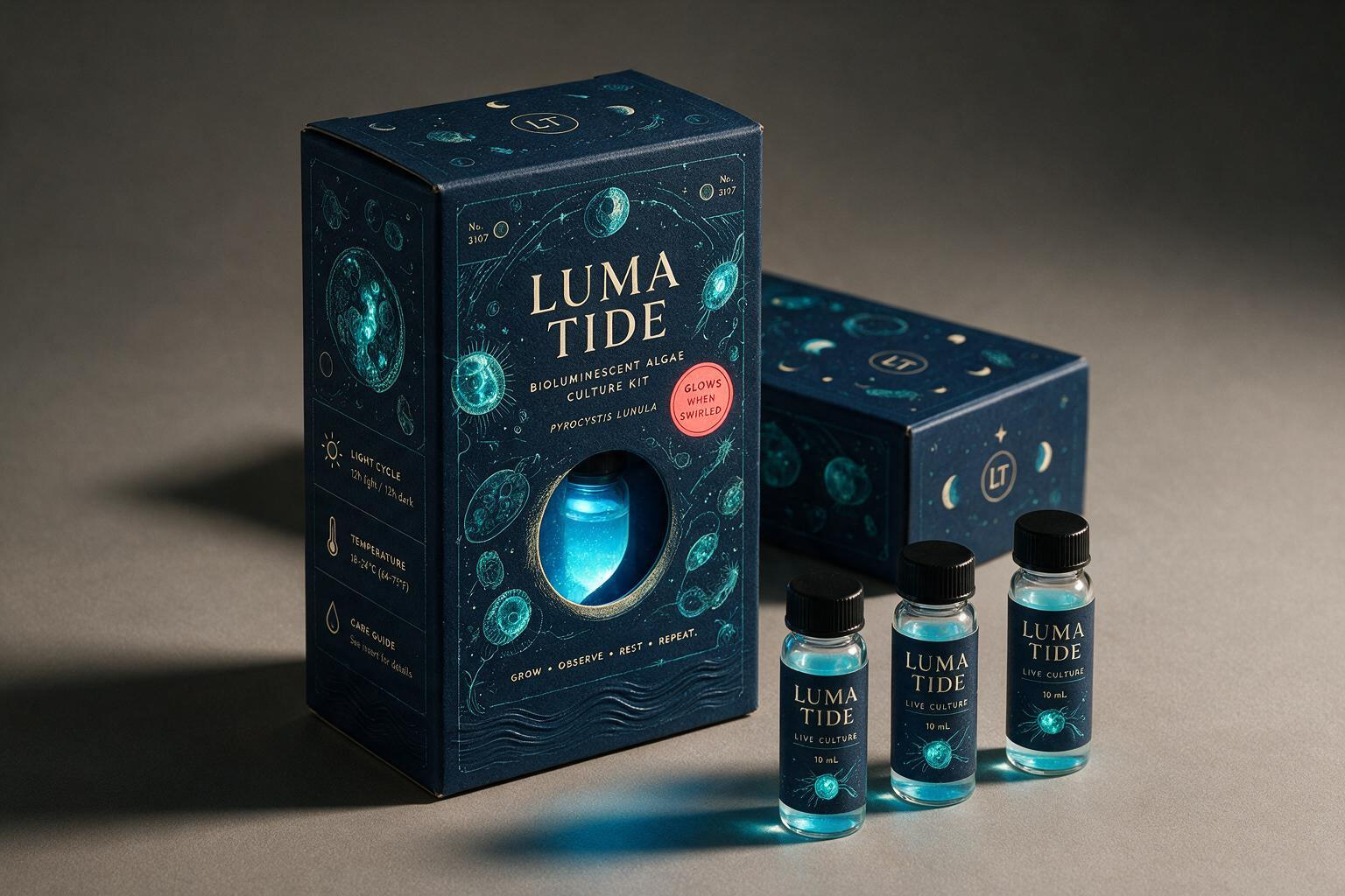 Bioluminescent Algae Culture Kit Packaging