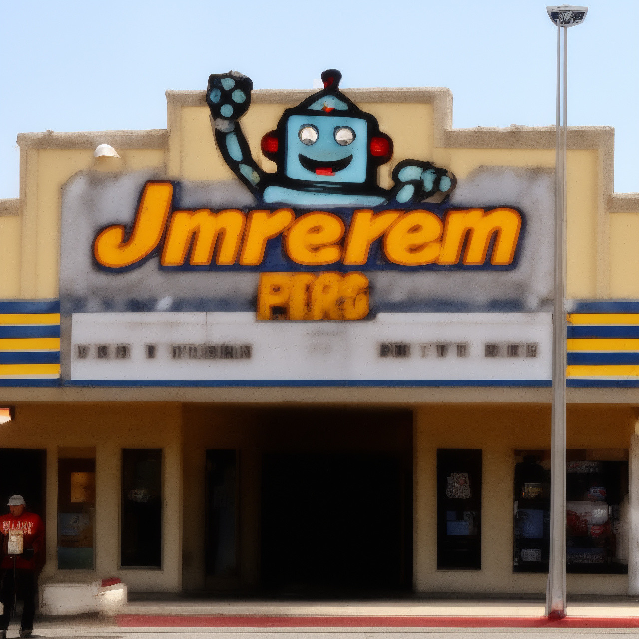 Pixelated Arcade Mascot Sign