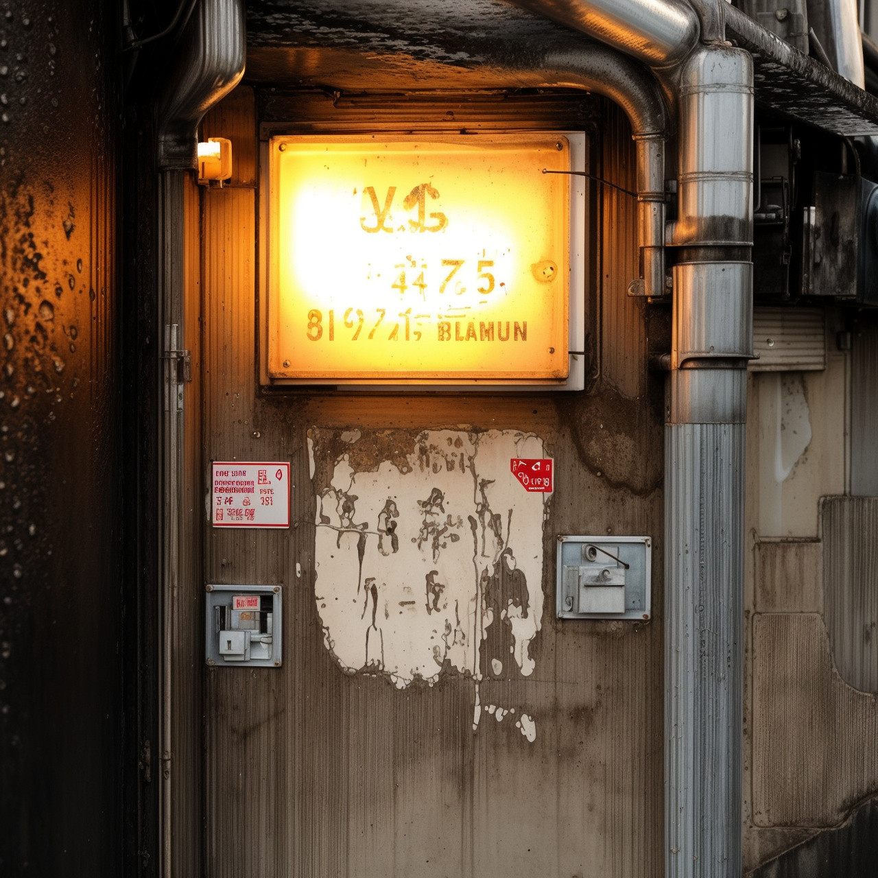 Pixelated Alley Signboard Closeup