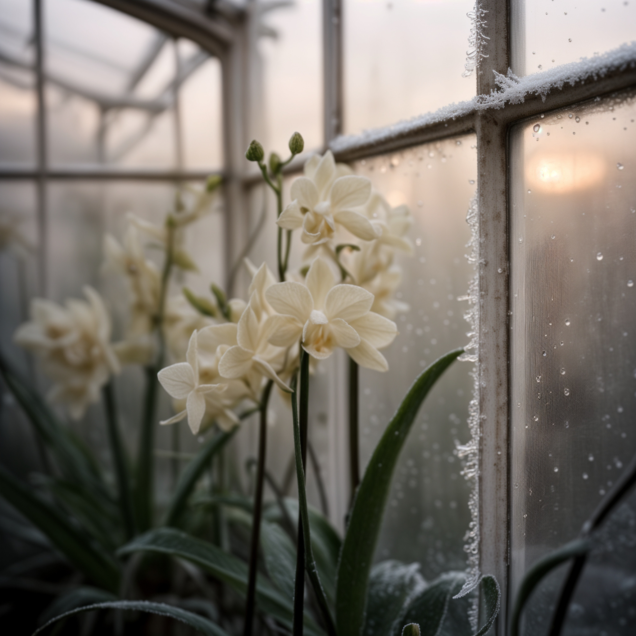 Frosted Greenhouse Orchid Macro
