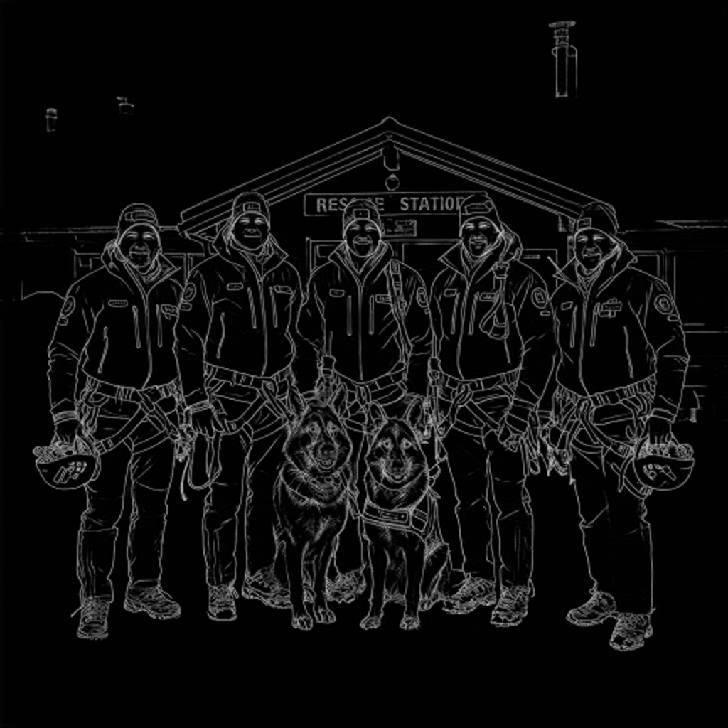 Avalanche Patrol Portrait Line-Art Guide