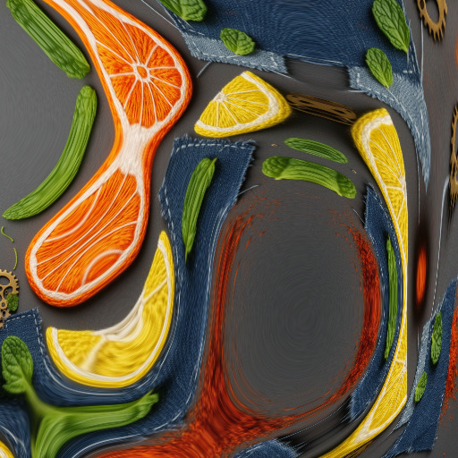 Embroidered Citrus Machinery Collage