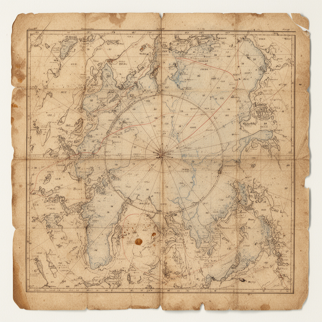Weathered Nautical Map Fragment