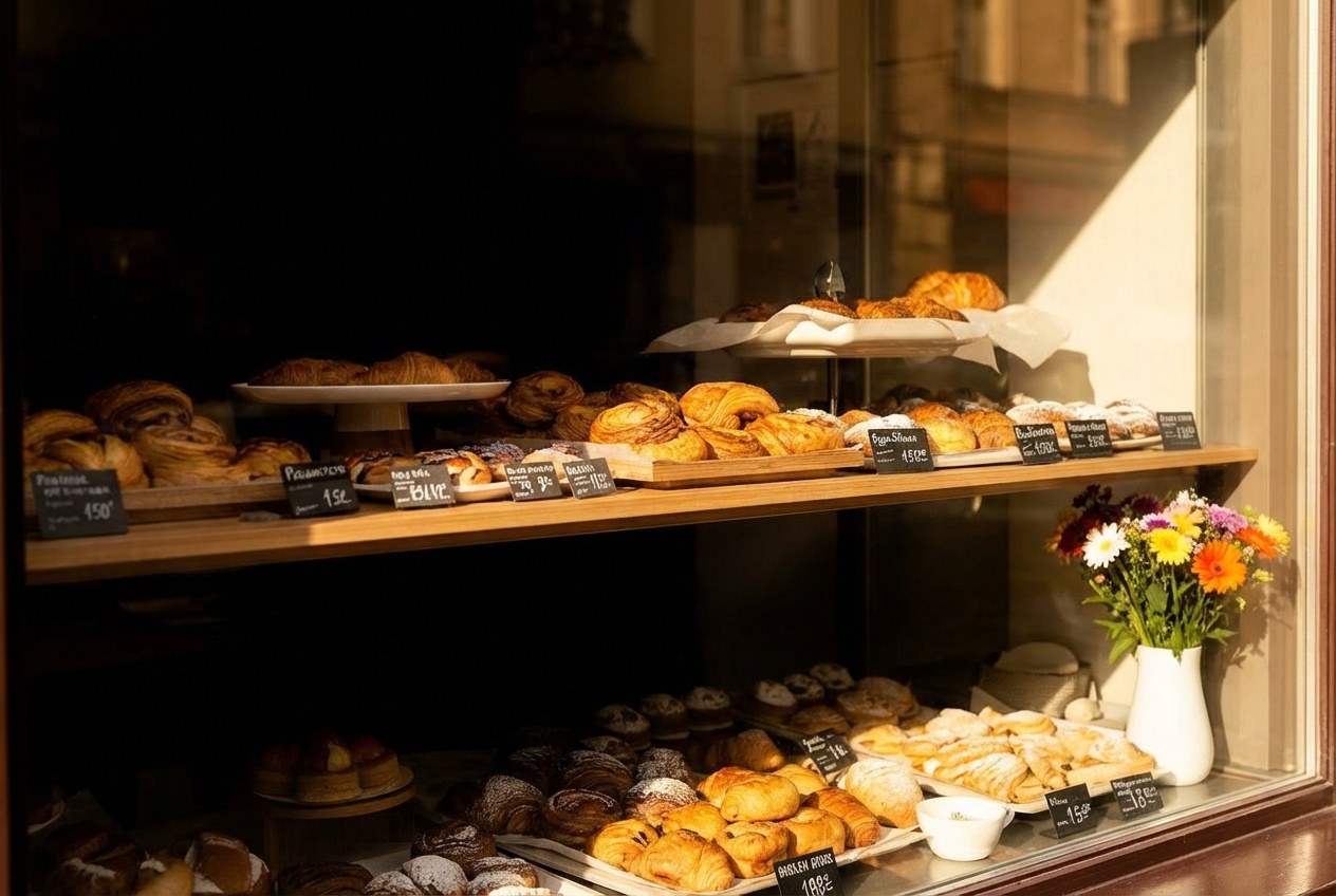 Iridescent Bakery Window Display