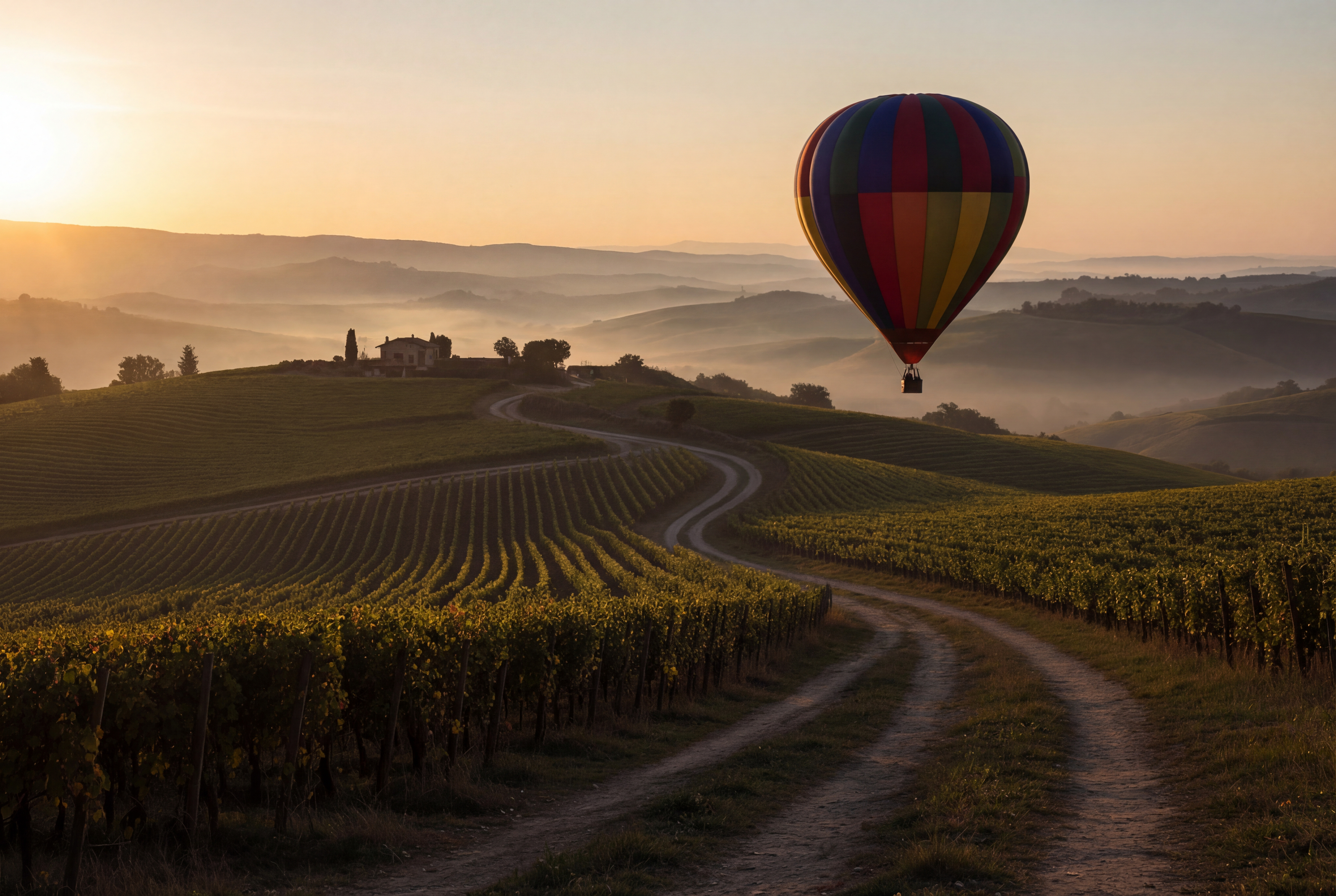 Saffron Vineyard Balloon Morning