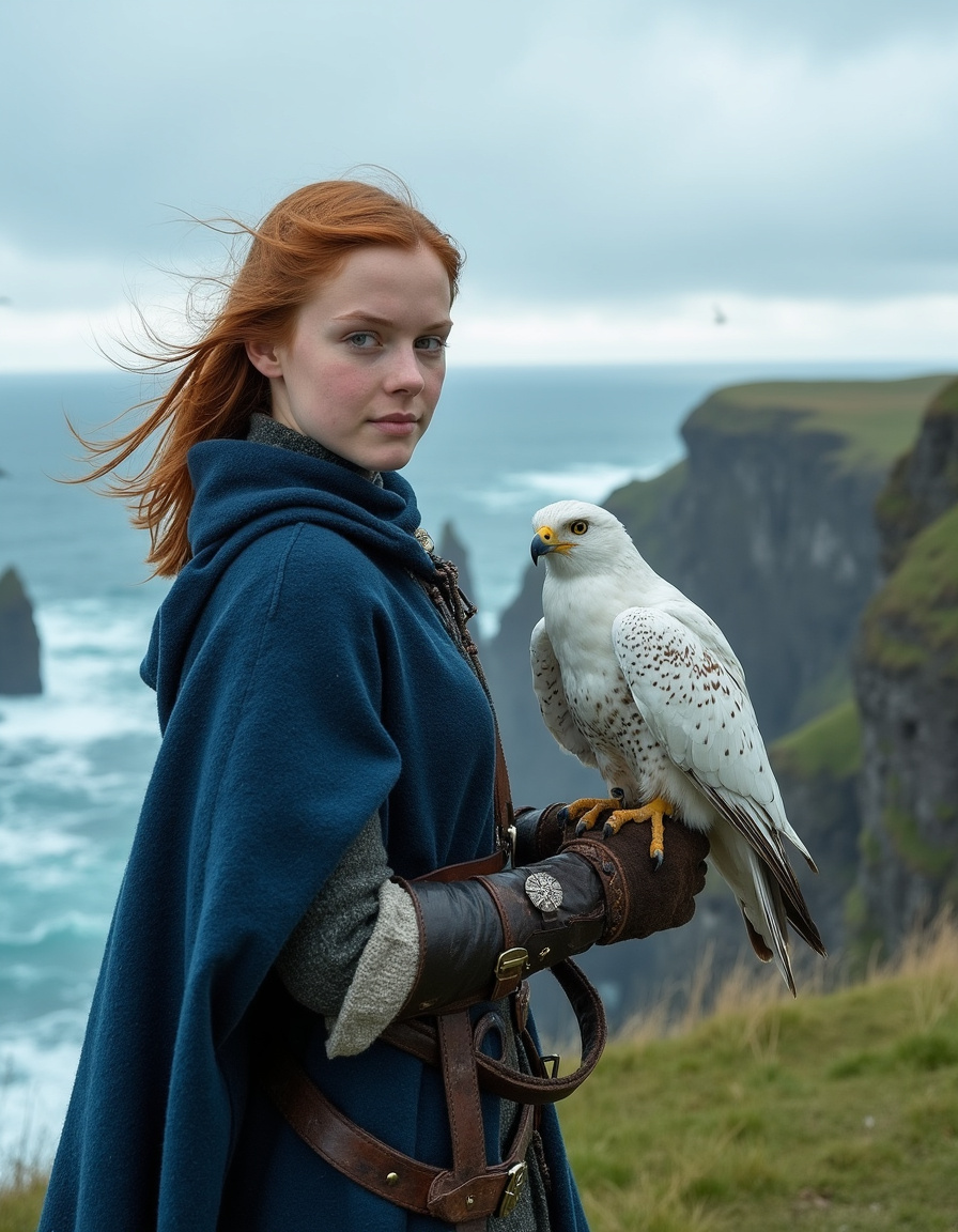 Windy Cliffside Falconer Portrait