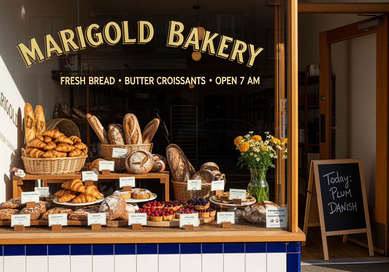 Hand-Painted Bakery Window Display