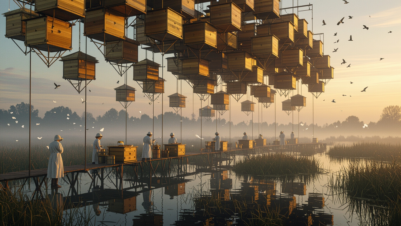 Clockwork Apiary Above Marsh