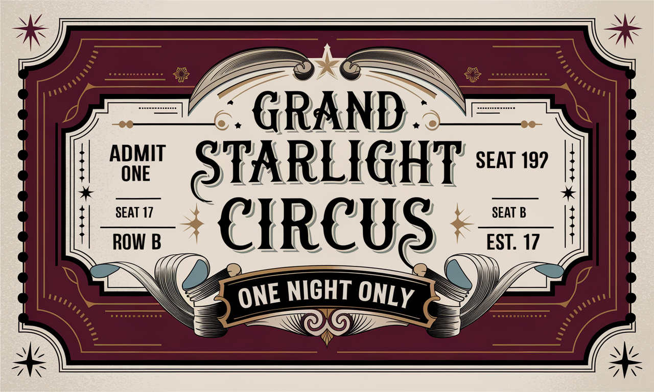Vintage Circus Ticket Layout
