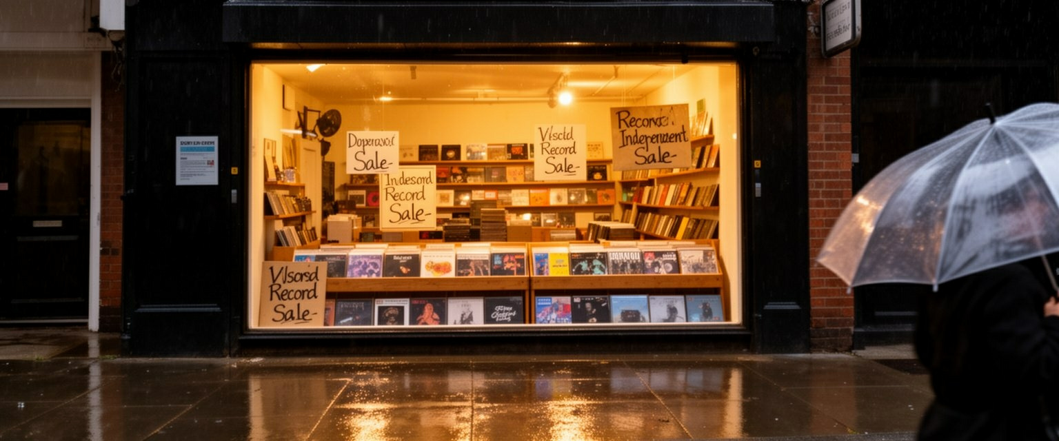 Rainy Record Shop Window