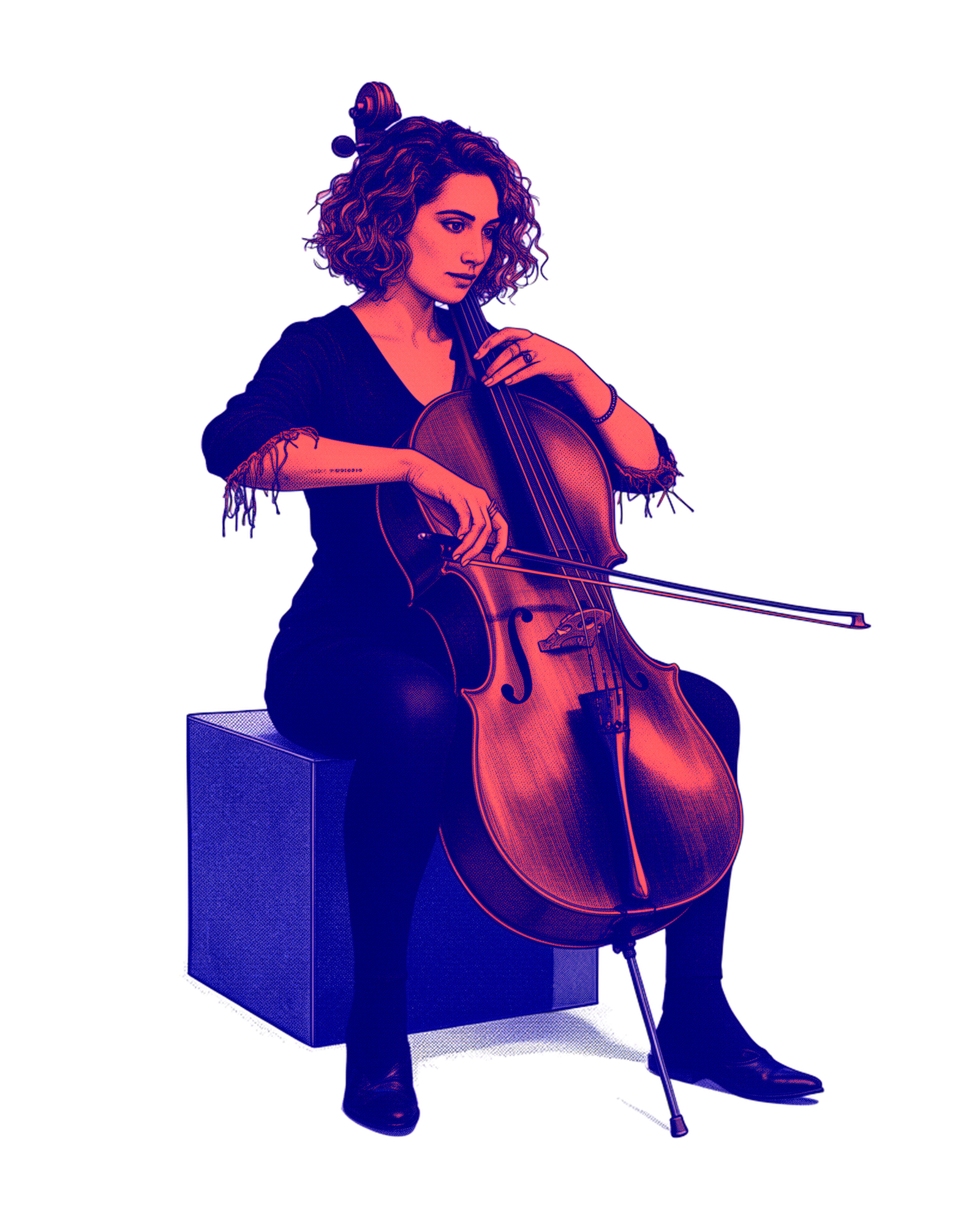 Risograph Cellist Campaign Cutout