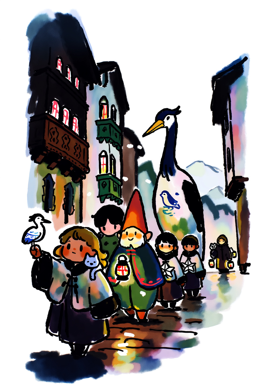 Porcelain Heron Lantern Parade