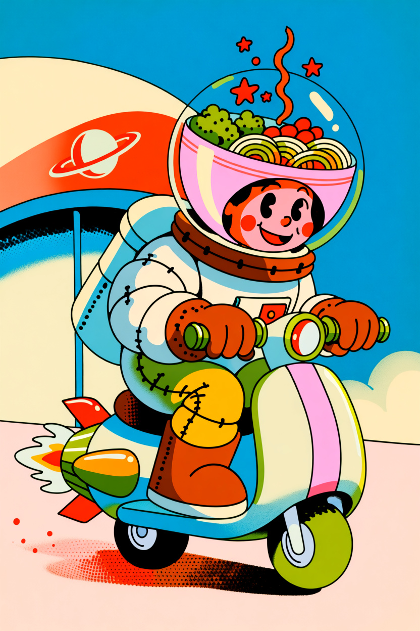Astronaut Ramen Delivery Poster