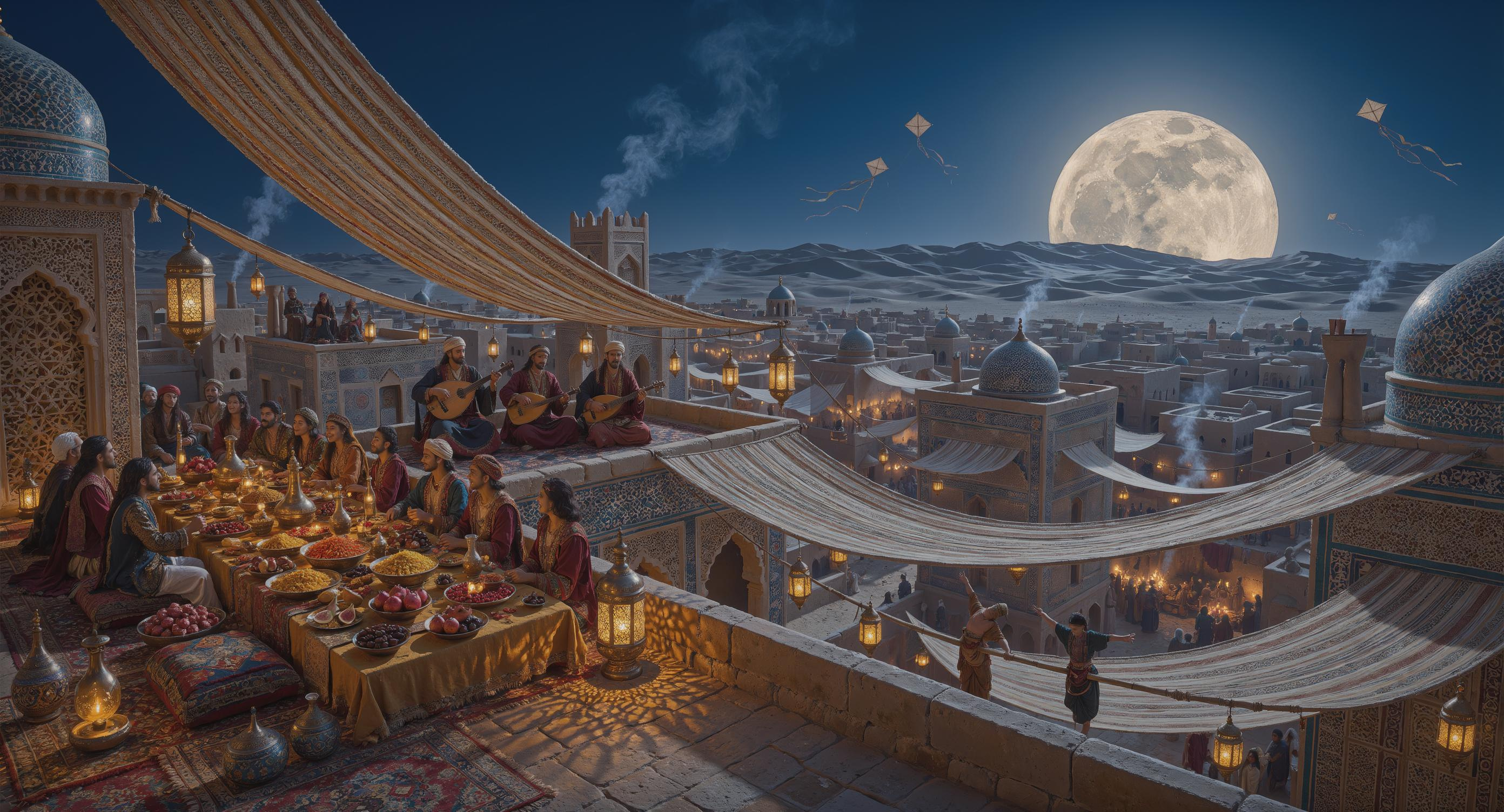 Moonlit Bazaar Rooftop Feast