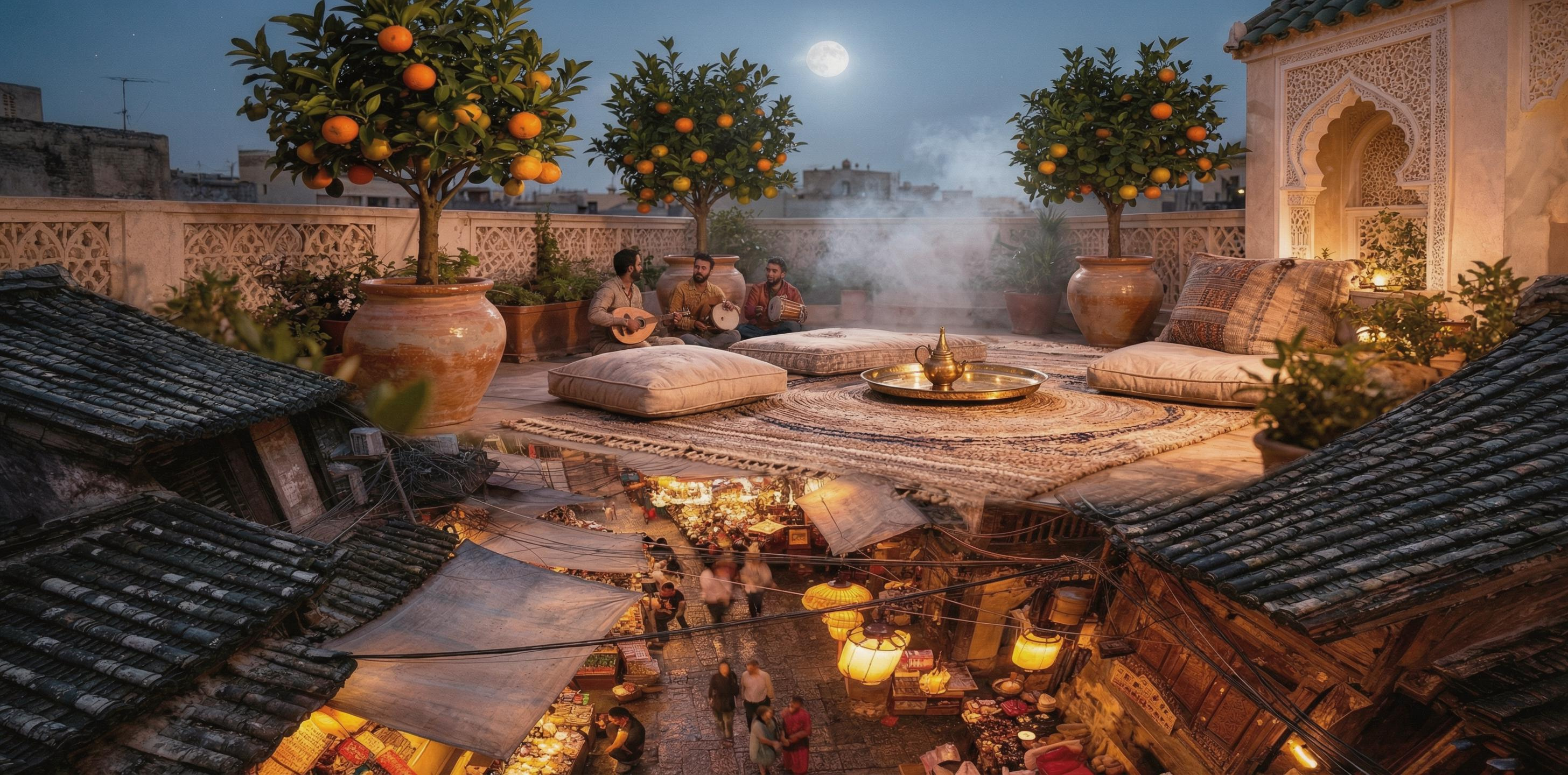 Moonlit Bazaar Rooftop Garden