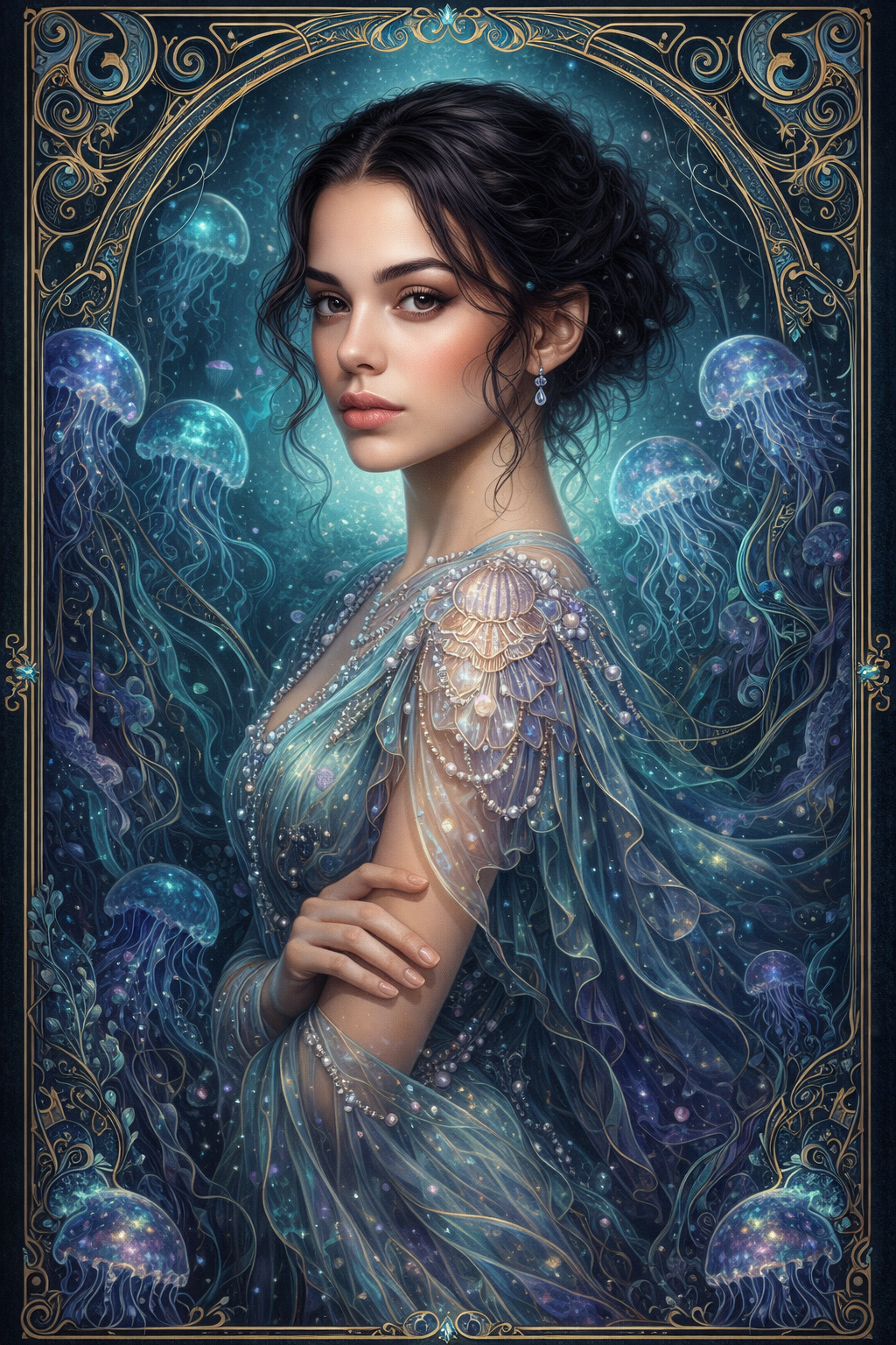 Bioluminescent Art Nouveau Portrait