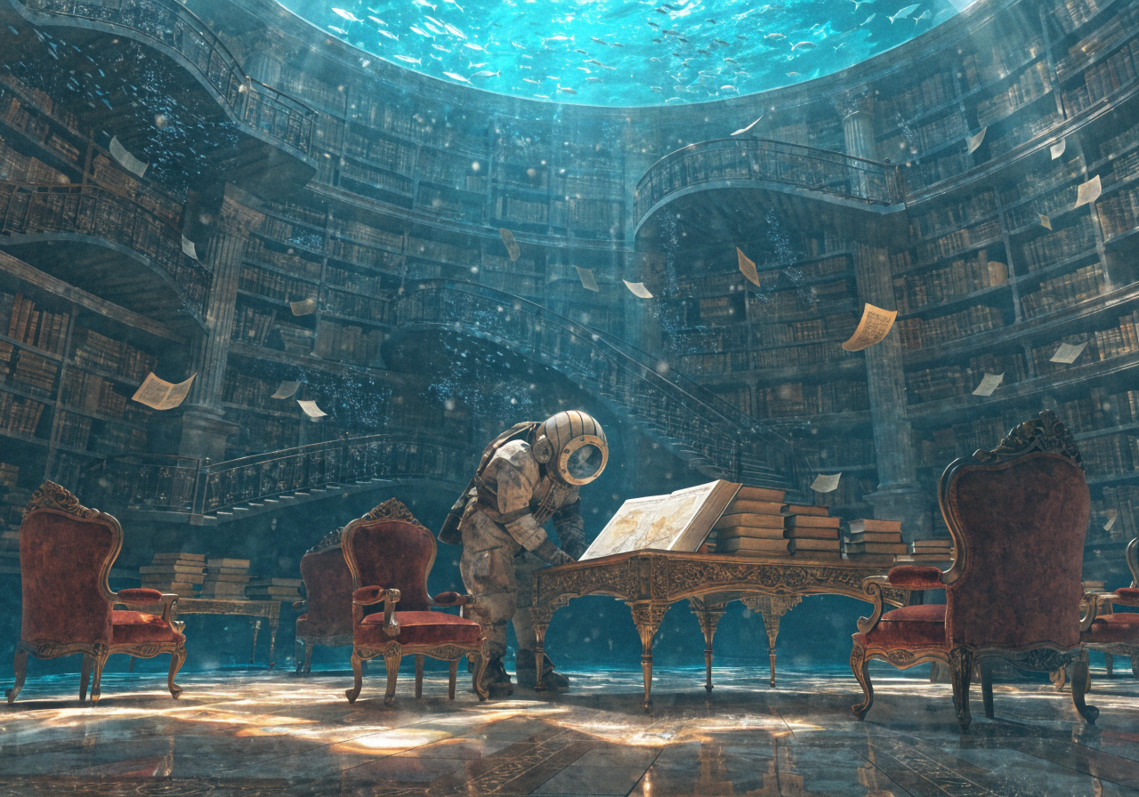 Submerged Grand Library Interior