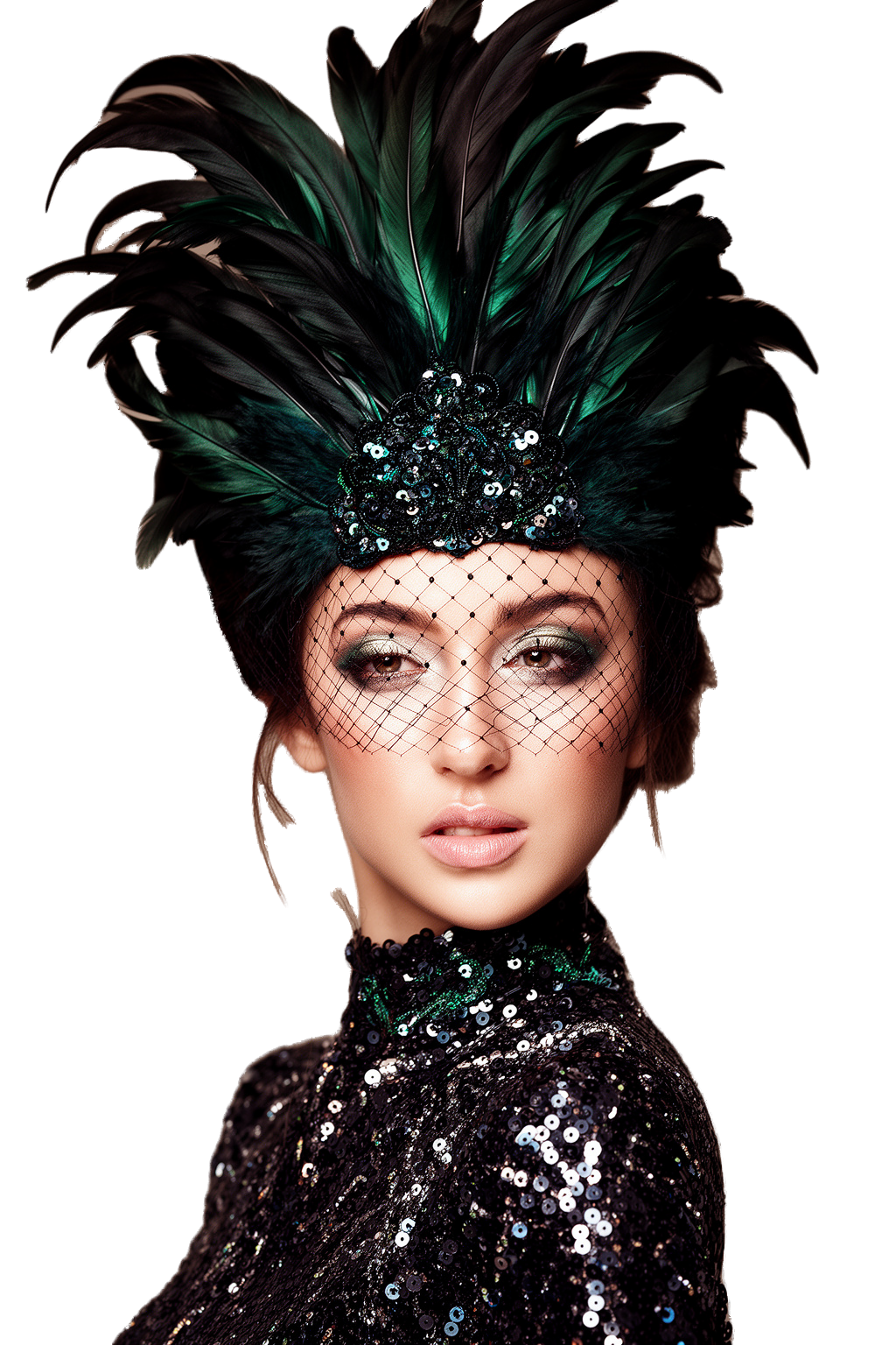 Feathered Cabaret Headpiece Portrait