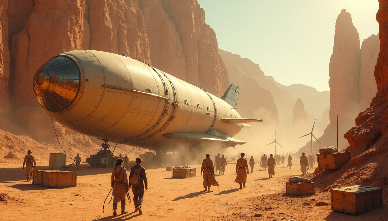 Sunlit Desert Airship Encampment