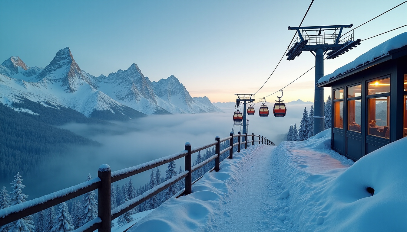 Frosted Alpine Cableway Platform