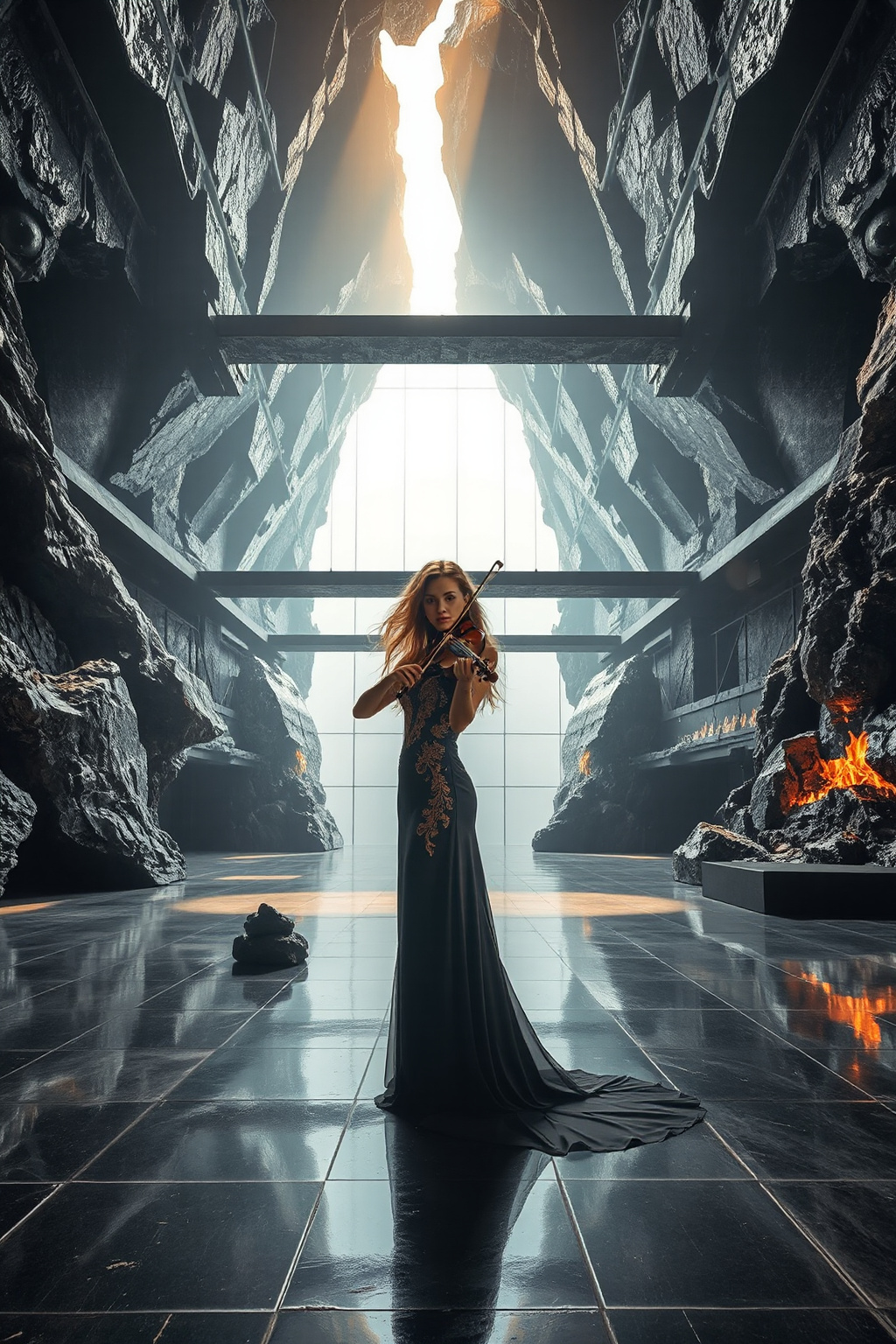 Volcanic Glass Violinist Atrium